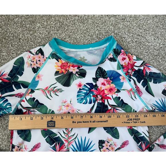 Pipeline Floral Rashguard Swim Shirt Stretchy UPF Pool Beach Girls Size 16 - Picture 7 of 9